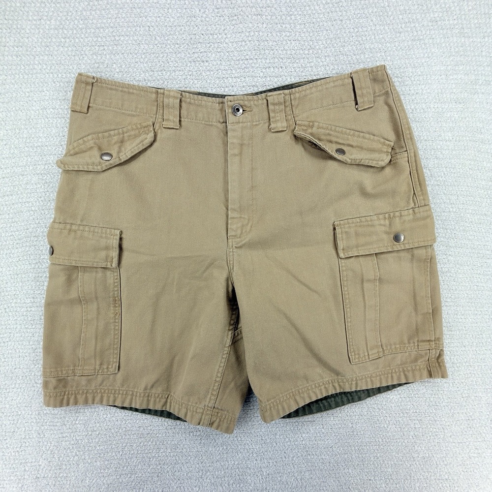Duluth Trading Co‎ Flex Fire Hose Cargo Shorts Mens 40 Brown Canvas Relaxed Fit
